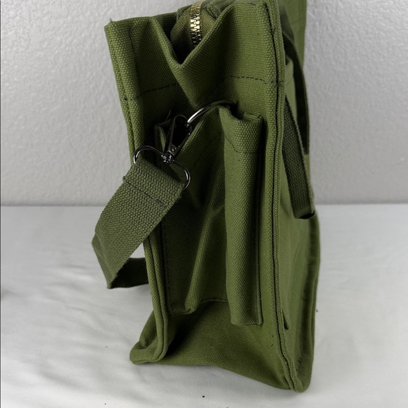 Canvas Tote Bag for Women Crossbody Work Bag Army Green - Picture 9 of 11